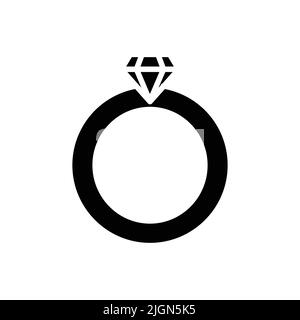 Symbol für Schmuckstein-Ring. Symbol im Zusammenhang mit Hochzeit. Durchgehende Symbolform, Glyphe. Einfaches Design bearbeitbar Stock Vektor