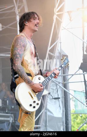 Justin Hawkins of the Darkness beim Cornbury Festival, Great Tew, Oxford, Großbritannien. 8. Juli 2022 Stockfoto