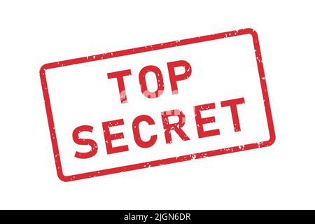 Grunge Top Secret Wort Gummi Stempel. Top Secret roter Sticker-Set. Grunge Vintage Square Label. Vektordarstellung auf weißem Hintergrund isoliert Stock Vektor