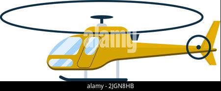 Gelber Hubschrauber auf weißem Hintergrund. Vektorgrafik im flachen Stil Stock Vektor