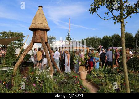 River Cottage Market Garden (Adam Crofts), RHS Feature Garden, RHS Hampton Court Palace Garden Festival 2022, London, England, Großbritannien, Europa Stockfoto