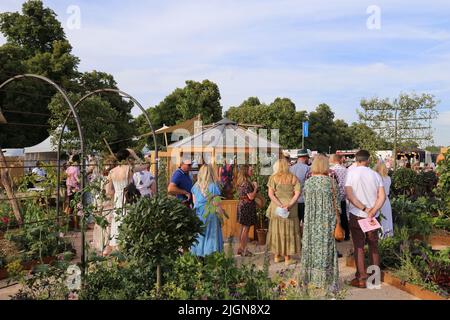 River Cottage Market Garden (Adam Crofts), RHS Feature Garden, RHS Hampton Court Palace Garden Festival 2022, London, England, Großbritannien, Europa Stockfoto