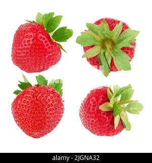 Frische rote Erdbeeren auf weißem Hintergrund isoliert Stockfoto