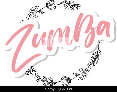 Zumba Dance Studio Text. Kalligraphie Wort Banner Design. Aerobe Fitness. Vektor-Handschriftzug Illustration auf weißem Hintergrund. Stock Vektor