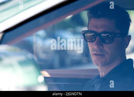 München, Deutschland. 12.. Juli 2022. Fußballprofi Robert Lewandowski vom FC Bayern München verlässt das Krankenhaus der Barmherzigen Brüder nach einer ärztlichen Untersuchung vor Trainingsbeginn. Quelle: Sven Hoppe/dpa/Alamy Live News Stockfoto