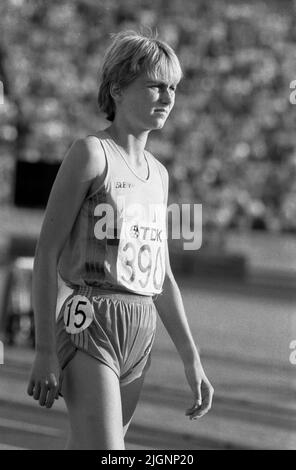 LEICHTATHLETIK-WELTMEISTERSCHAFT in Helsinki 1983 EVA ERNSTRÖM Schwedischer Athlet in 3000 m Stockfoto