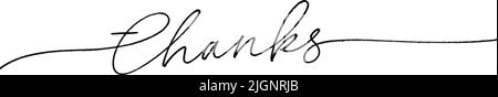 Dank handgezeichneter Vektorlinie schwarze Kalligraphie. Stock Vektor