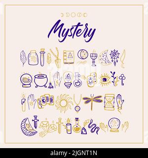 Mystery Doodle Set Stock Vektor
