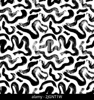 Gewellte und gewellte Pinselstriche nahtloses Muster. Stock Vektor