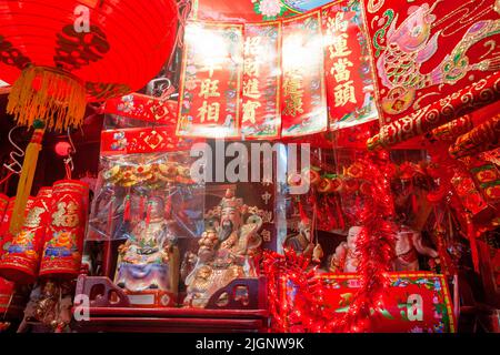 Glück, Poster und Laterne, Hongkong, China, Südostasien, Stockfoto