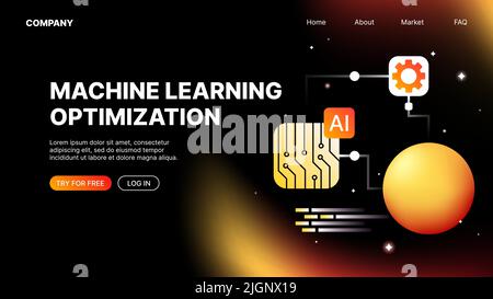 Website Zur Optimierung Des Maschinellen Lernens – Isometrische Vorlage. Vektorgrafik Stock Vektor