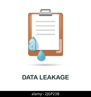 Symbol für Datenlecks in 3D. Farbige Illustration aus der Korruptionssammlung. Creative Data Leakage-Symbol für Webdesign, Vorlagen, Infografiken und vieles mehr Stock Vektor