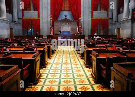 Die Tennessee State Assembly im Capitol-Gebäude in Nashville dient als untere legislative Abteilung in der Regierung und Politik des Bundesstaates Stockfoto