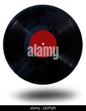 Gramophone Vinyl Platte isoliert auf dem weißen Hintergrund mit Clipping Pfad Stockfoto