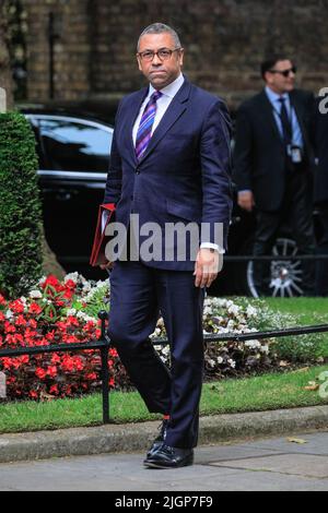 London, Großbritannien. 12.. Juli 2022. James Cleverly, MP, Staatssekretär für Bildung. Die Minister nehmen heute an einer Kabinettssitzung in der Downing Street 10, Westminster, Teil. Kredit: Imageplotter/Alamy Live Nachrichten Kredit: Imageplotter/Alamy Live Nachrichten Stockfoto