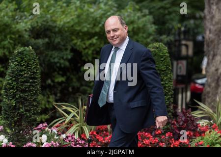 London, Großbritannien. 12.. Juli 2022. Der Verteidigungsminister Ben Wallace kommt in der Downing Street an, um an der wöchentlichen Kabinettssitzung teilzunehmen. Der Wettbewerb, Boris Johnson als Vorsitzender der Konservativen Partei und den neuen britischen Premierminister zu ersetzen, beginnt heute ernsthaft, da die Kandidaten die Unterstützung von 20 Abgeordneten sichern müssen, um zur Wahlphase zu gelangen, wobei die Hoffnungen bis zum nächsten Donnerstag auf die letzten beiden reduziert werden. Quelle: Wiktor Szymanowicz/Alamy Live News Stockfoto