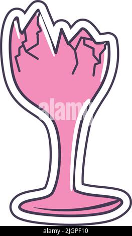 Flaches rosafarbenes Weinglas Stock Vektor
