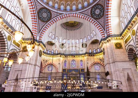 Suleymaniye Moschee in istanbul, Innenansicht. Istanbul. Stockfoto