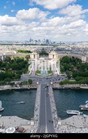 Trocadero vom Eiffelturm aus gesehen, Paris Stockfoto