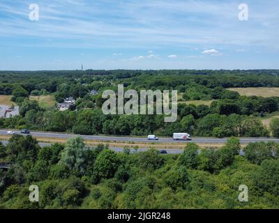 Luftaufnahme der Autobahn in Hoddesdon Stockfoto
