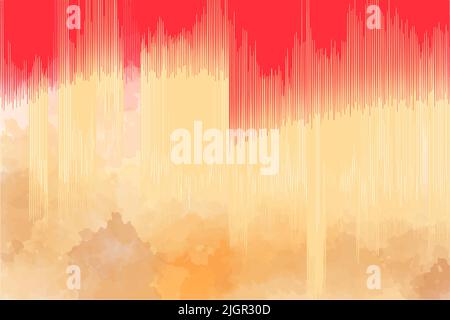 Aquarell-Musik-Hintergrund, mit geometrischen Streifen, in roten und beigen Farben, Farblinien, Kunst, bunte Vektorgrafik, Hintergrund für ein Banner