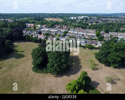 Luftaufnahme des Barcley Parks und der Stadt Hoddesdon Stockfoto