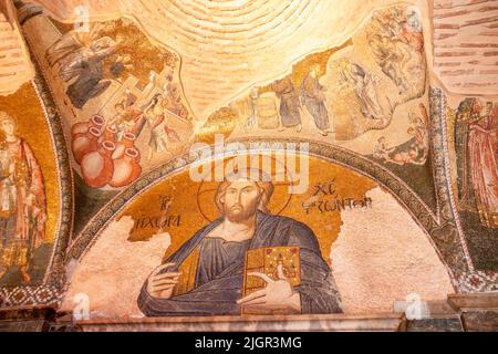 Christusministerium, Innere der Kirche des heiligen Erlösers, Chora, Istanbul, Türkei, Westasien Stockfoto