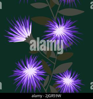 Florale nahtlose Cartoon-Blumenmuster zum Einwickeln von Papier und Stoffen und Accessoires und Kleidung drucken und Kinder. Hochwertige Illustration Stockfoto