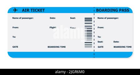 Modernes und realistisches Design von Flugtickets mit Flugzeit und Passagiernamen. vektorgrafik EPS 10 Stock Vektor