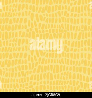 Abstraktes, modernes Krokodilleder-Nahtmuster. Tiere trendy Hintergrund. Gelbe dekorative Vektor-Illustration für Print, Stoff, Textil Stock Vektor