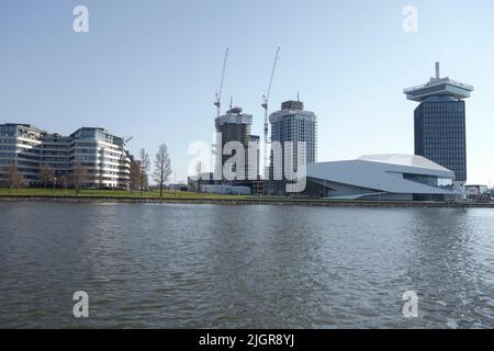 Amsterdam ADAM Lookout Tower and Eye Film Museum, Amsterdam, Nordholland, Niederlande. Stockfoto