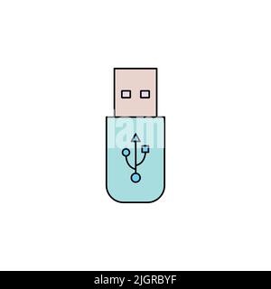 Farbsymbol des USB-Flashlaufwerks, Symbol des Speichersticks, Symbol des usb-Sticks. Symbol für Flash-Speicher, Web- und Computersymbol Stock Vektor