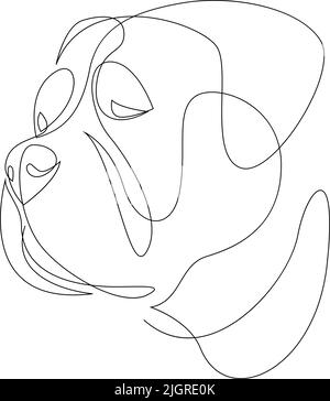 Durchgehende Linie Bullmastiff. Einfache, minimalistische Darstellung des Pitbull-Hundevektors. Hochformat. Stock Vektor