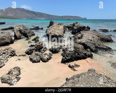 Elefonissi rosa Strand auf der Insel Kreta Griechenland Stockfoto