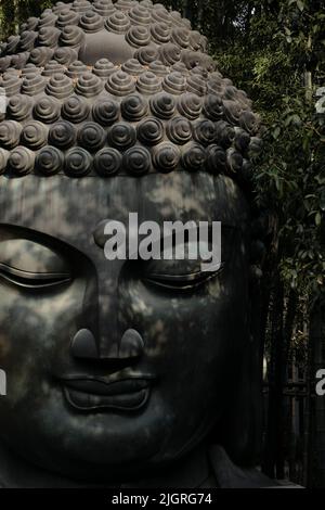 Eine vertikale Nahaufnahme der Buddha-Statue von Gautama Stockfoto