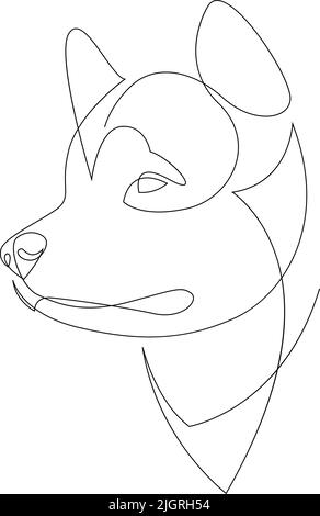 Malamutisches Hundehalter von Alaska. Durchgehende Linie. Zeichnen der Hundeleine. Vektorgrafik. Stock Vektor