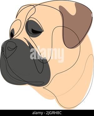 Durchgehende Linie Bullmastiff. Einzeilige minimalistische Darstellung von Hundevektoren. Hochformat. Stock Vektor