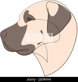 Kontinuierliche Linie Anatolischer Hirte. Einzeilige minimalistische Darstellung von Hundevektoren. Hochformat. Stock Vektor