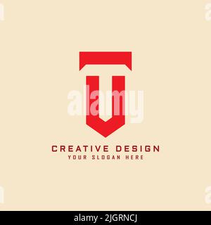 Logo mit UT-Schriftzug. Kreatives Design Buchstaben in rot. Kreatives Design Illustration Vorlage Logo Symbol Stock Vektor