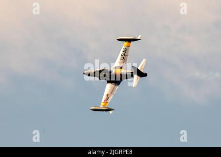 Der Lockheed T-33 Shooting Star (oder T-Bird) ist ein amerikanischer Subsonic Jet Trainer. Es wurde von Lockheed produziert und machte seinen ersten Flug im Jahr 1948. Stockfoto