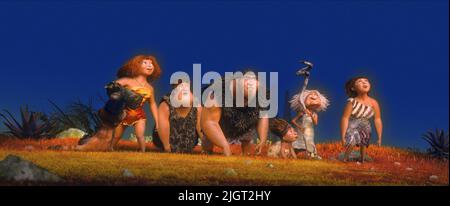 EEP,THUNK,GRUG,SANDY,GRAN,UGGA, THE CROODS, 2013 Stockfoto