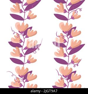Florale nahtlose Cartoon-Blumenmuster zum Einwickeln von Papier und Stoffen und Accessoires und Kleidung drucken und Kinder. Hochwertige Illustration Stockfoto