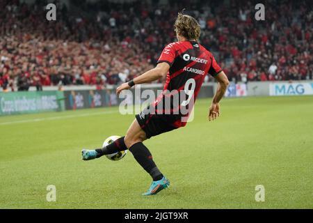 Curitiba, Brasilien. 12.. Juli 2022. Canobbio beim Athletico x Bahia Rückspiel für die 16. Runde der Copa do Brasil, die im Estádio Joaquim Américo Guimarães in Curitiba, PR, ausgetragen wurde. Kredit: Carlos Pereyra/FotoArena/Alamy Live Nachrichten Stockfoto