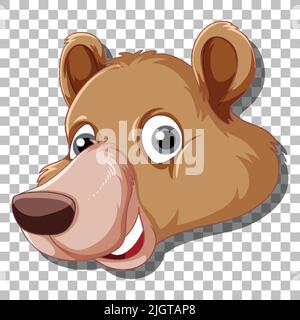 Kopf des Grizzlybären Cartoon Illustration Stock Vektor
