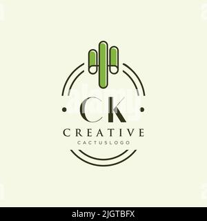 CK Anfangsbuchstabe grüner Kaktus Logo Vorlage Vektor Stock Vektor