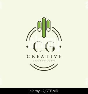 CG Anfangsbuchstabe grüner Kaktus Logo Vorlage Vektor Stock Vektor