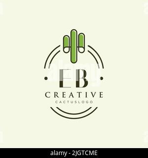 EB Anfangsbuchstabe grüner Kaktus Logo Vorlage Vektor Stock Vektor