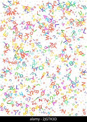Farbenfroher Vektorhintergrund aus englischen Alphabeten, Buchstaben oder Zeichen in flacher Ausführung. Stock Vektor