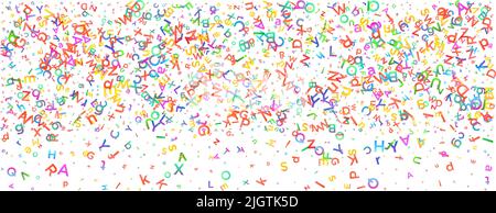 Farbenfroher Vektorhintergrund aus englischen Alphabeten, Buchstaben oder Zeichen in flacher Ausführung. Stock Vektor