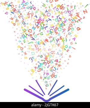 Farbenfroher Vektorhintergrund aus englischen Alphabeten, Buchstaben oder Zeichen in flacher Ausführung. Stock Vektor